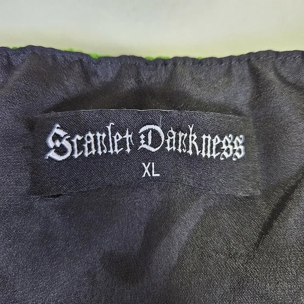 Scarlet Darkness Dirndl Dress XL Costume Bavarian Oktoberfest German Black Green - Picture 14 of 16